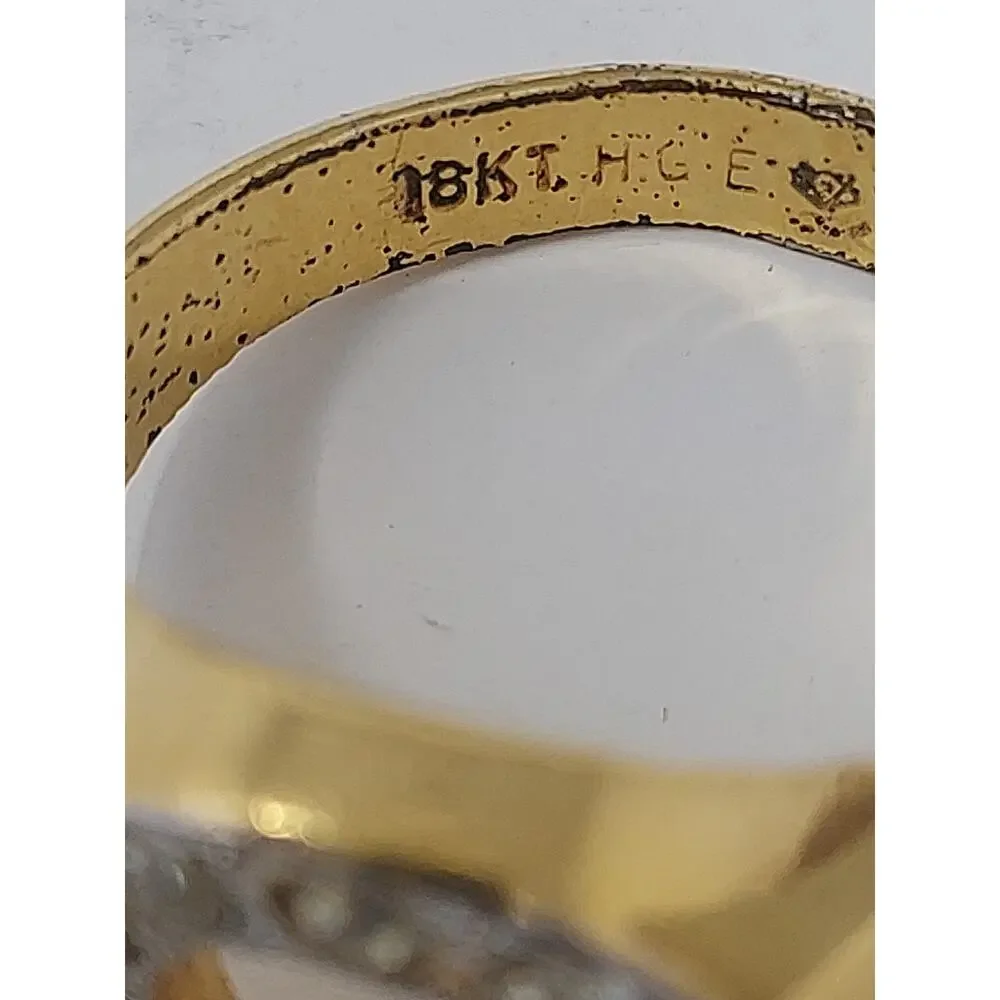 Men's Ring Sz 10.5 Gold Tone Horseshoe Clear Faux Stones Marked 18K HGE UNTESTED
